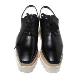 Stella McCartney Black Faux Leather Elyse Cutout Platform Derby Size 35.5 For Women -Stella McCartney Sales luxury women stella mccartney used shoes p326802 005