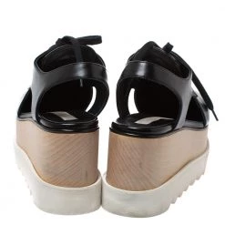 Stella McCartney Black Faux Leather Elyse Cutout Platform Derby Size 35.5 For Women -Stella McCartney Sales luxury women stella mccartney used shoes p326802 006