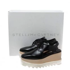 Stella McCartney Black Faux Leather Elyse Cutout Platform Derby Size 35.5 For Women -Stella McCartney Sales luxury women stella mccartney used shoes p326802 007