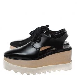Stella McCartney Black Faux Leather Elyse Cutout Platform Derby Size 35.5 For Women -Stella McCartney Sales luxury women stella mccartney used shoes p326802 008