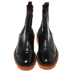 Stella Mccartney Black Glossy Faux Leather Odette Mid Length Boots Size 36 For Women -Stella McCartney Sales luxury women stella mccartney used shoes p328242 004