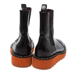 Stella Mccartney Black Glossy Faux Leather Odette Mid Length Boots Size 36 For Women -Stella McCartney Sales luxury women stella mccartney used shoes p328242 007