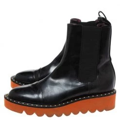 Stella Mccartney Black Glossy Faux Leather Odette Mid Length Boots Size 36 For Women -Stella McCartney Sales luxury women stella mccartney used shoes p328242 008