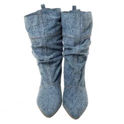 Stella McCartney Grey Denim Pointed Toe Mid Calf Boots Size 40 For Women -Stella McCartney Sales luxury women stella mccartney used shoes p328408 004