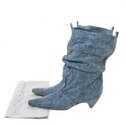 Stella McCartney Grey Denim Pointed Toe Mid Calf Boots Size 40 For Women -Stella McCartney Sales luxury women stella mccartney used shoes p328408 007