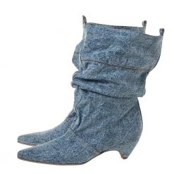 Stella McCartney Grey Denim Pointed Toe Mid Calf Boots Size 40 For Women -Stella McCartney Sales luxury women stella mccartney used shoes p328408 008