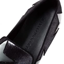Stella McCartney Black Shimmery Faux Leather And Grey Satin Binx Star Platform Slip On Sneakers Size 37 For Women -Stella McCartney Sales luxury women stella mccartney used shoes p328603 004