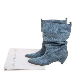 Stella McCartney Blue Crease Denim Mid Length Boots Size 39 For Women -Stella McCartney Sales luxury women stella mccartney used shoes p328893 001