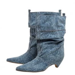 Stella McCartney Blue Crease Denim Mid Length Boots Size 39 For Women -Stella McCartney Sales luxury women stella mccartney used shoes p328893 002
