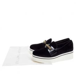 Stella McCartney Black Faux Suede Chain Embellished Platform Slip On Sneakers Size 41 For Women -Stella McCartney Sales luxury women stella mccartney used shoes p329299 001