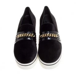 Stella McCartney Black Faux Suede Chain Embellished Platform Slip On Sneakers Size 41 For Women -Stella McCartney Sales luxury women stella mccartney used shoes p329299 003