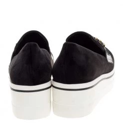 Stella McCartney Black Faux Suede Chain Embellished Platform Slip On Sneakers Size 41 For Women -Stella McCartney Sales luxury women stella mccartney used shoes p329299 004