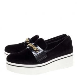 Stella McCartney Black Faux Suede Chain Embellished Platform Slip On Sneakers Size 41 For Women -Stella McCartney Sales luxury women stella mccartney used shoes p329299 007