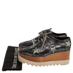 Stella McCartney Metallic Black Faux Leather Star Platform Derby Size 40 For Women -Stella McCartney Sales luxury women stella mccartney used shoes p333503 1601442232 002