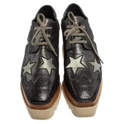 Stella McCartney Metallic Black Faux Leather Star Platform Derby Size 40 For Women -Stella McCartney Sales luxury women stella mccartney used shoes p333503 1601442237 003