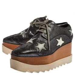 Stella McCartney Metallic Black Faux Leather Star Platform Derby Size 40 For Women -Stella McCartney Sales luxury women stella mccartney used shoes p333503 1601442241 004