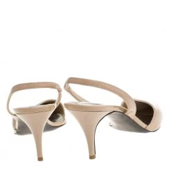 Stella McCartney Beige Faux Patent Leather Slingback Pumps Size 37.5 For Women -Stella McCartney Sales luxury women stella mccartney used shoes p333676 003