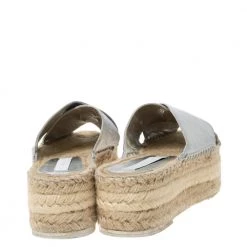 Stella McCartney Metallic Glitter Faux Leather Cross Strap Espadrille Flats Size 37 For Women -Stella McCartney Sales luxury women stella mccartney used shoes p335944 003