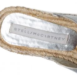 Stella McCartney Metallic Glitter Faux Leather Cross Strap Espadrille Flats Size 37 For Women -Stella McCartney Sales luxury women stella mccartney used shoes p335944 005