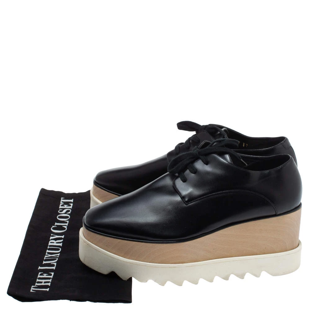 Stella McCartney Black Faux Patent Leather Elyse Platform Derby Size 37 For Women 10 Stella McCartney Black Faux Patent Leather Elyse Platform Derby Size 37 For Women - Image 8