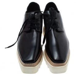 Stella McCartney Black Faux Patent Leather Elyse Platform Derby Size 37 For Women 12 Stella McCartney Black Faux Patent Leather Elyse Platform Derby Size 37 For Women -Stella McCartney Sales luxury women stella mccartney used shoes p339374 005