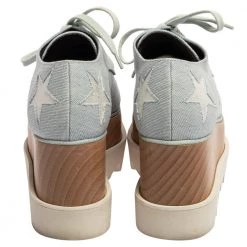Stella McCartney Light Blue Denim Fabric Elyse Stars Platform Lace Up Sneakers Size 35 For Women -Stella McCartney Sales luxury women stella mccartney used shoes p341489 004