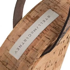 Stella McCartney Brown/Black Python Effect Faux Leather And Cork Platform Ankle Strap Sandals Size 38 For Women -Stella McCartney Sales luxury women stella mccartney used shoes p347370 003