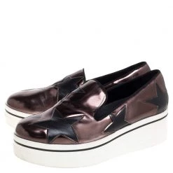 Stella McCartney Black/Brown Faux Leather Binx Star Platform Slip On Sneakers Size 38 For Women -Stella McCartney Sales luxury women stella mccartney used shoes p349661 009