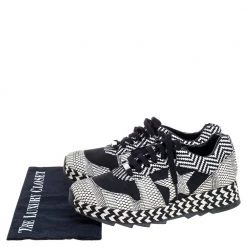 Stella McCartney Monochrome Faux Suede And Woven Straw/Tweed Macy Star Trainers Sneakers Size 38 For Women -Stella McCartney Sales luxury women stella mccartney used shoes p356602 001