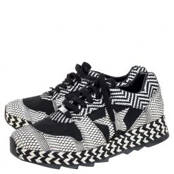 Stella McCartney Monochrome Faux Suede And Woven Straw/Tweed Macy Star Trainers Sneakers Size 38 For Women -Stella McCartney Sales luxury women stella mccartney used shoes p356602 002