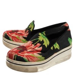 Stella McCartney Black Floral Printed Canvas Slip On Sneakers Size 37 For Women -Stella McCartney Sales luxury women stella mccartney used shoes p359698 005
