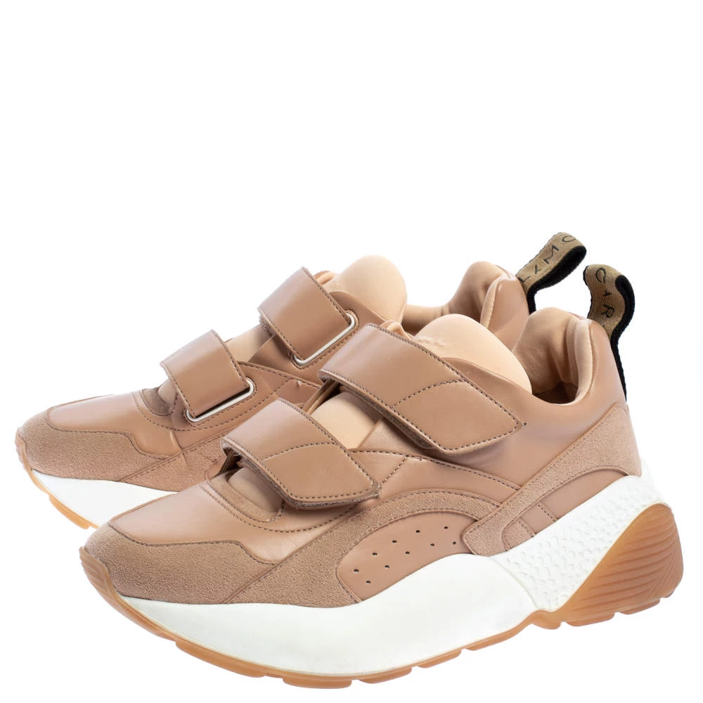 Stella McCartney Nude Faux Leather And Faux Suede Eclypse Velcro Sneakers Size 39 For Women 6 Stella McCartney Nude Faux Leather And Faux Suede Eclypse Velcro Sneakers Size 39 For Women - Image 4
