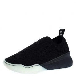 Stella McCartney Black Lace Loop Slip On Sneakers Size 39 For Women