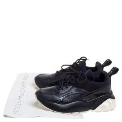 Stella McCartney Black Faux Suede And Embossed Leather Eclypse Low Top Sneakers Size 39 For Women -Stella McCartney Sales luxury women stella mccartney used shoes p362076 001
