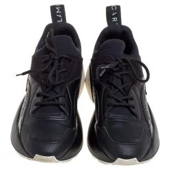 Stella McCartney Black Faux Suede And Embossed Leather Eclypse Low Top Sneakers Size 39 For Women -Stella McCartney Sales luxury women stella mccartney used shoes p362076 006