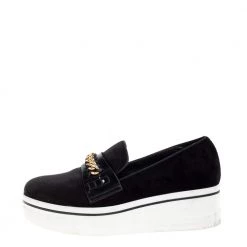 Stella McCartney Black Faux Suede Chain Embellished Platform Slip On Sneakers Size 39 For Women -Stella McCartney Sales luxury women stella mccartney used shoes p364492 006