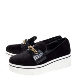 Stella McCartney Black Faux Suede Chain Embellished Platform Slip On Sneakers Size 39 For Women -Stella McCartney Sales luxury women stella mccartney used shoes p364492 007