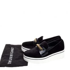 Stella McCartney Black Faux Suede Chain Embellished Platform Slip On Sneakers Size 39 For Women -Stella McCartney Sales luxury women stella mccartney used shoes p364492 008