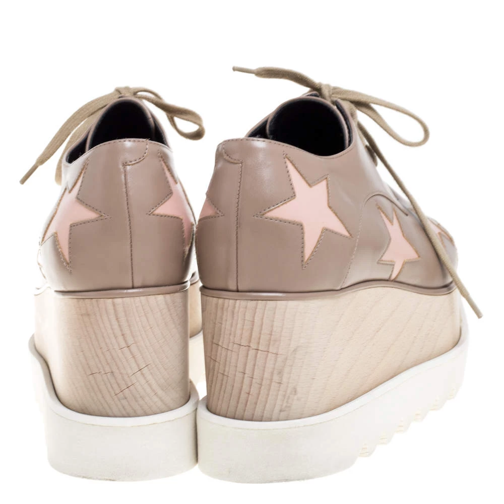 Stella McCartney Beige Faux Leather Elyse Star Platform Lace Up Derby Size 35.5 For Women 7 Stella McCartney Beige Faux Leather Elyse Star Platform Lace Up Derby Size 35.5 For Women - Image 5