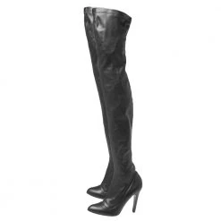 Stella McCartney Black Faux Leather Thigh High Boots Size 38 For Women -Stella McCartney Sales luxury women stella mccartney used shoes p364809 002