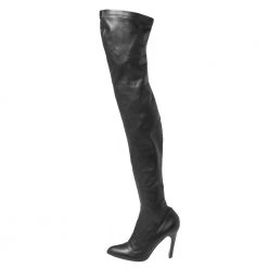 Stella McCartney Black Faux Leather Thigh High Boots Size 38 For Women -Stella McCartney Sales luxury women stella mccartney used shoes p364809 003