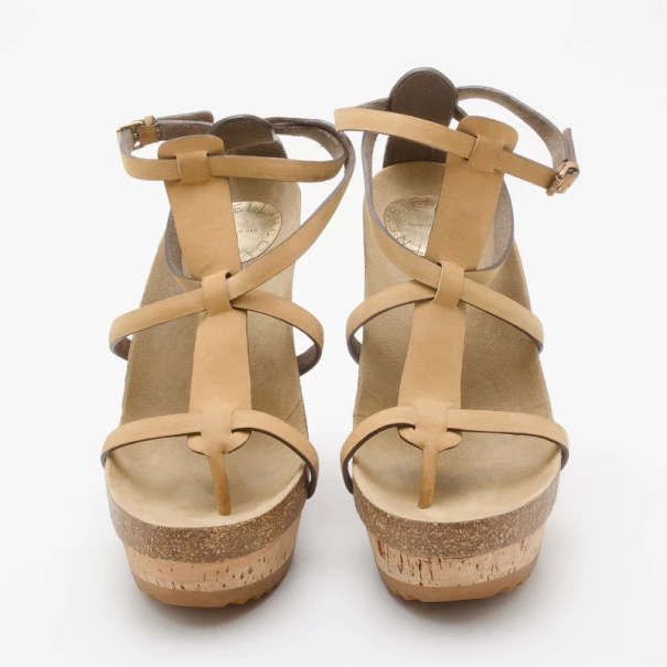 Stella McCartney Demetra Cork And Faux-Suede Wedges Size 37.5 For Women 5 Stella McCartney Demetra Cork And Faux-Suede Wedges Size 37.5 For Women - Image 3