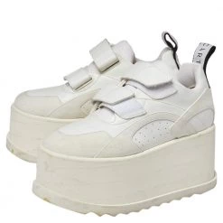 Stella McCartney White Faux Leather And Suede Eclypse Platform Sneakers Size 36.5 For Women -Stella McCartney Sales luxury women stella mccartney used shoes p368436 002
