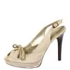 Stella McCartney White Canvas Bow Peep Toe Slingback Sandals Size 39 For Women -Stella McCartney Sales luxury women stella mccartney used shoes p371161 009