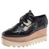Stella McCartney Blue Faux Patent Leather And Glitter Elyse Star Platform Derby Sneakers Size 37 For Women -Stella McCartney Sales luxury women stella mccartney used shoes p371965 002