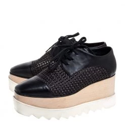 Stella McCartney Black Woven Faux Leather Elyse Platform Derby Sneakers Size 37 For Women 13 Stella McCartney Black Woven Faux Leather Elyse Platform Derby Sneakers Size 37 For Women -Stella McCartney Sales luxury women stella mccartney used shoes p372071 001