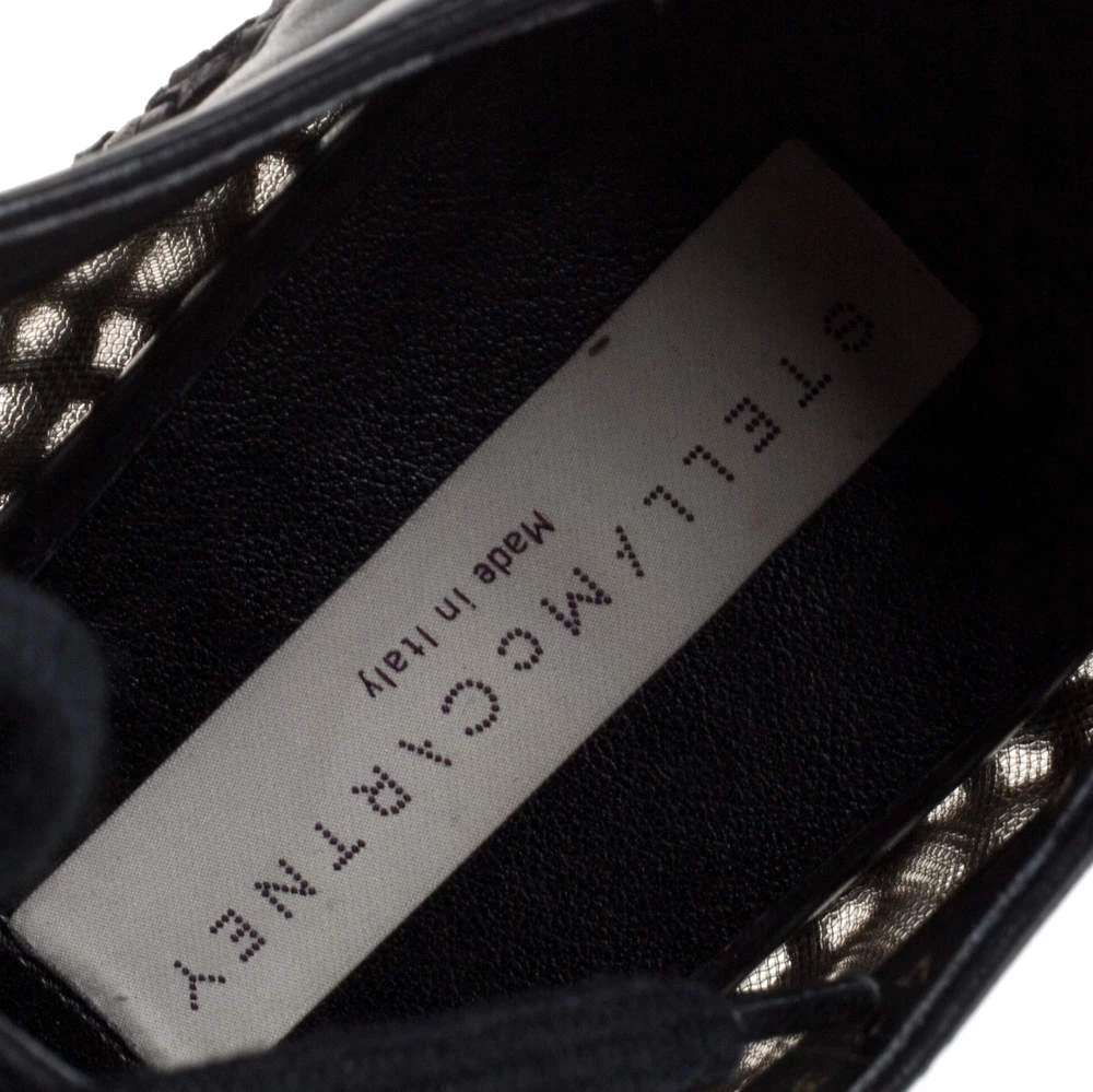 Stella McCartney Black Woven Faux Leather Elyse Platform Derby Sneakers Size 37 For Women 9 Stella McCartney Black Woven Faux Leather Elyse Platform Derby Sneakers Size 37 For Women - Image 7