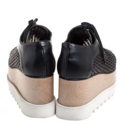 Stella McCartney Black Woven Faux Leather Elyse Platform Derby Sneakers Size 37 For Women 14 Stella McCartney Black Woven Faux Leather Elyse Platform Derby Sneakers Size 37 For Women -Stella McCartney Sales luxury women stella mccartney used shoes p372071 006