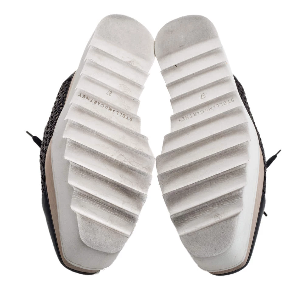 Stella McCartney Black Woven Faux Leather Elyse Platform Derby Sneakers Size 37 For Women 8 Stella McCartney Black Woven Faux Leather Elyse Platform Derby Sneakers Size 37 For Women - Image 6