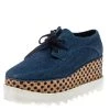 Stella McCartney Blue Denim Fabric Cork Platform Sneakers Size 38 For Women -Stella McCartney Sales luxury women stella mccartney used shoes p373079 005